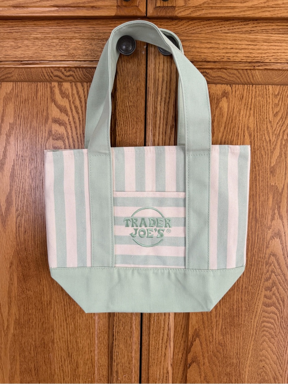 Mint Green Stripe Canvas Tote